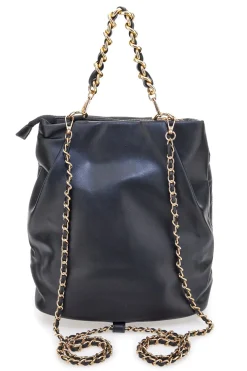 Zaino nero trapuntato con catena Laura Biagiotti LB25W-261-3