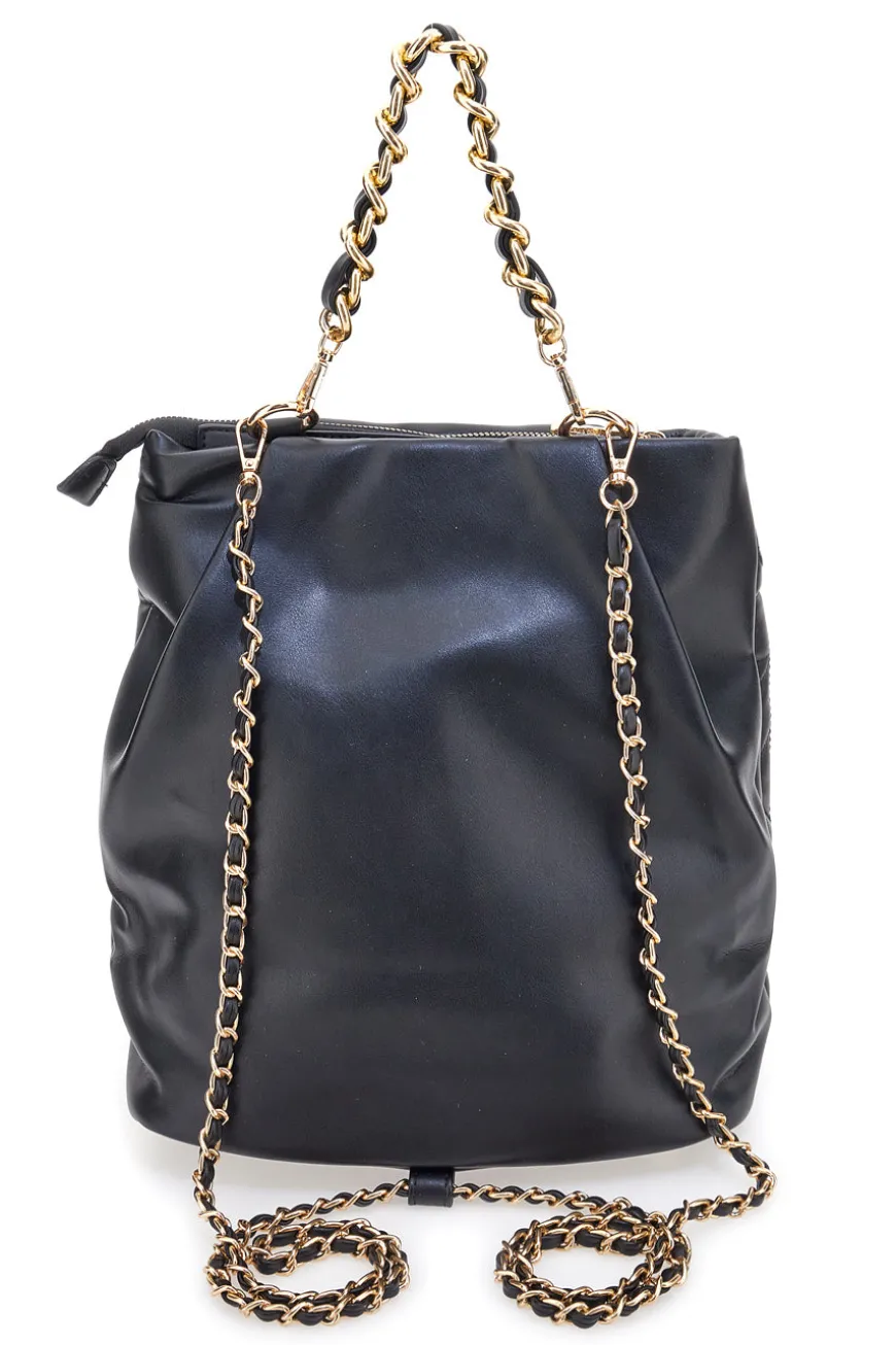 Zaino nero trapuntato con catena Laura Biagiotti LB25W-261-3